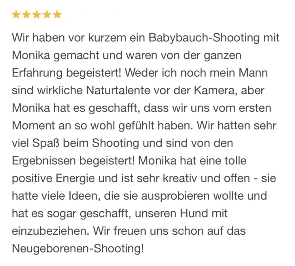 google rezension von einem babybauch shooting bei fotografin monika tambour
